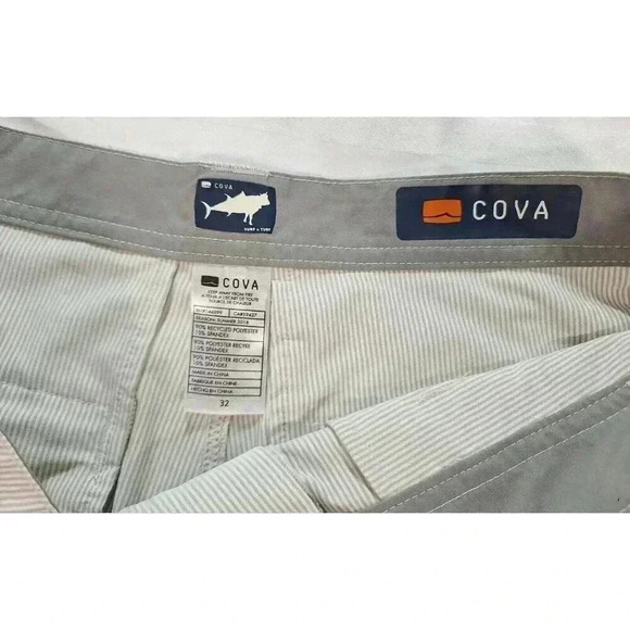 Cova mens Performance Shorts Cream Mid Rise Zip Pocket Stretch Size 32 - Picture 3 of 5
